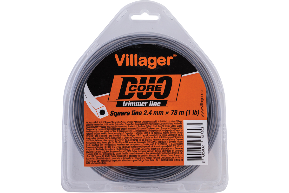 Silk za trimer 2.4mm X 15m - Duo core - Četvrtasta nit Villager
